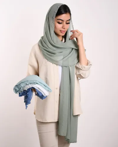 شال لبه مرواریدی حریر OppsiS 00266